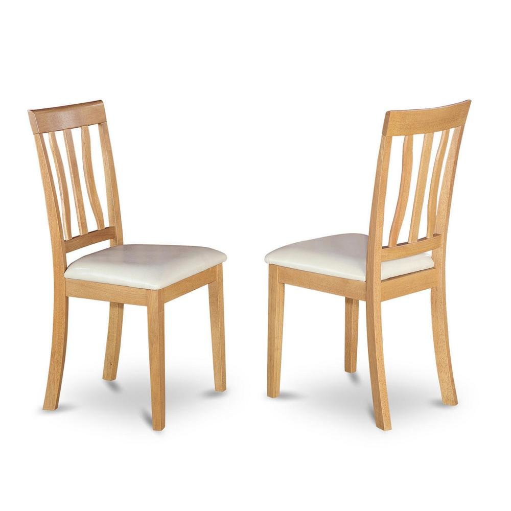 Elegant Dining Chairs – Faux Leather Seat & Solid Wood, Set of 2