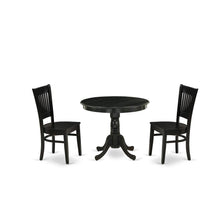 Solid Wood Round Kitchen Table & Chairs 3-Piece Dining Set, Black
