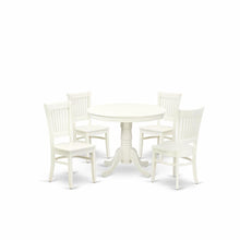 Solid Wood Round Kitchen Dining Table 5-Piece with Slatted Chairs