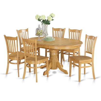 Elegant Oval Dining Table Set – 6 Chair Dining Room Table with Leaf