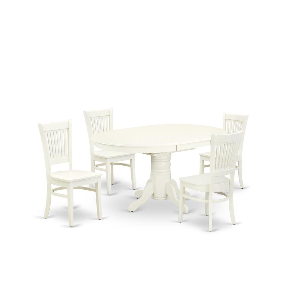 Oval Dining Table 5-Piece Set, Butterfly Leaf & Mid-Century Chairs