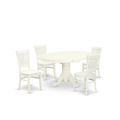 Oval Dining Table 5-Piece Set, Butterfly Leaf & Mid-Century Chairs