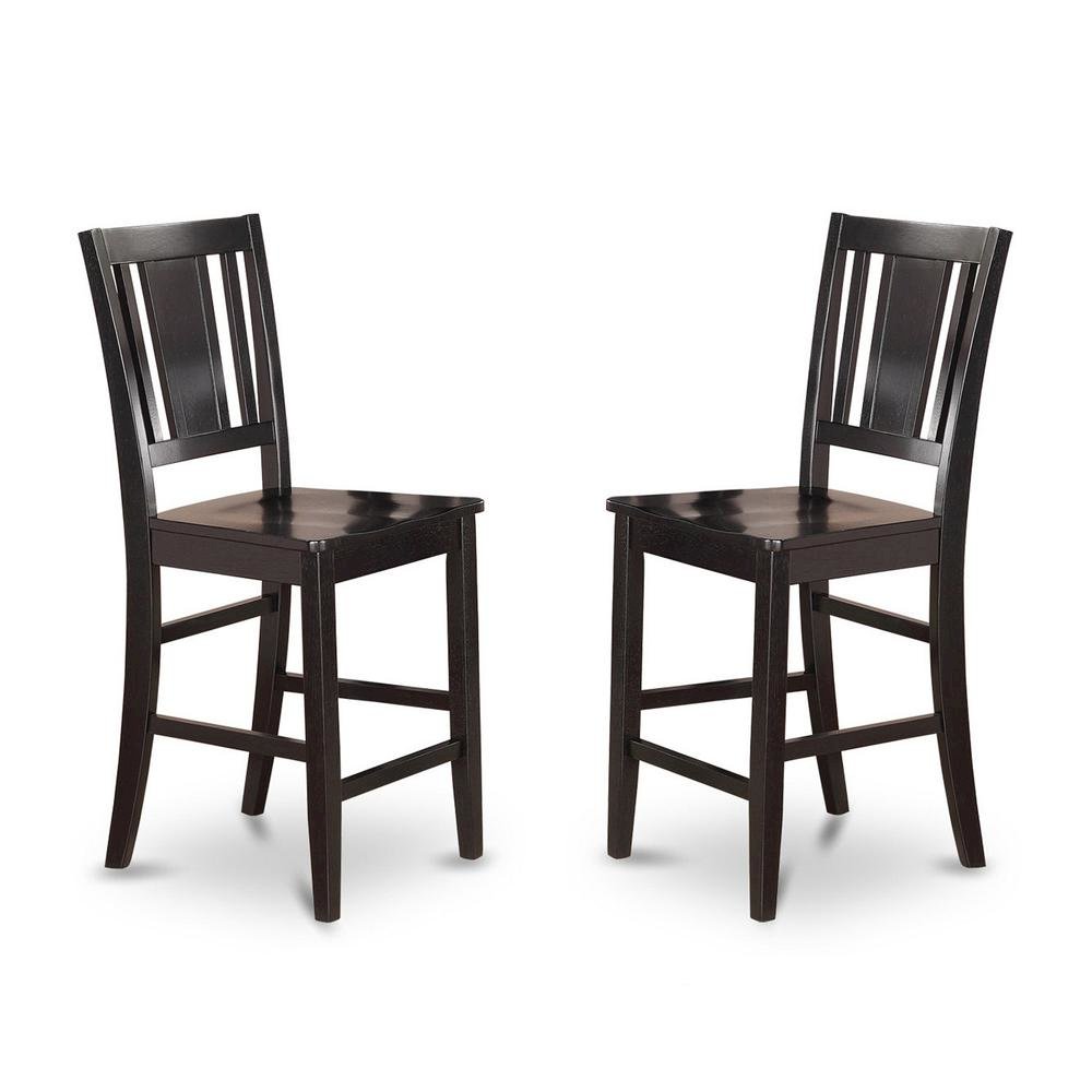 Elegant Counter Height Chairs – Wooden Bar Stools with Back, Black