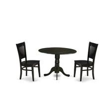 Wood Dining Set 3-Piece, Drop Leaves & Slatted-Back Chairs