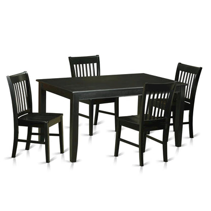 Solid Wood Dining Table & Chairs 5-Piece Set for Kitchen/Dining, Black