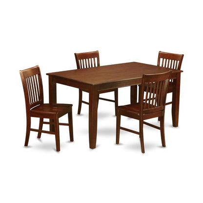Solid Wood Dining Table & Chairs 5-Piece Set for Dining Room, Mahogany