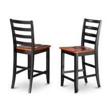 Solid Wood Counter Height Bar Stools, Ladder Back, Black & Cherry, Set of 2