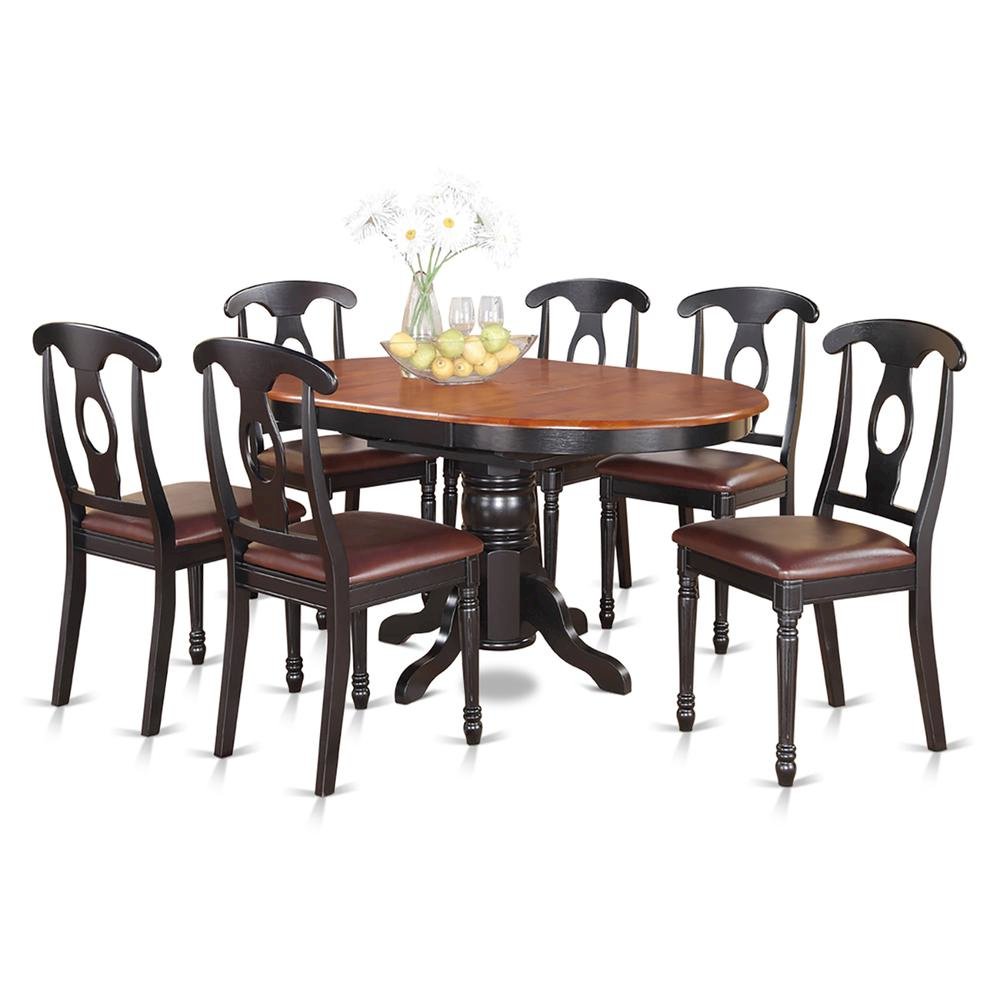 Black Oval Kitchen Table and Chairs, 7 Pc Dining Table Set for 6