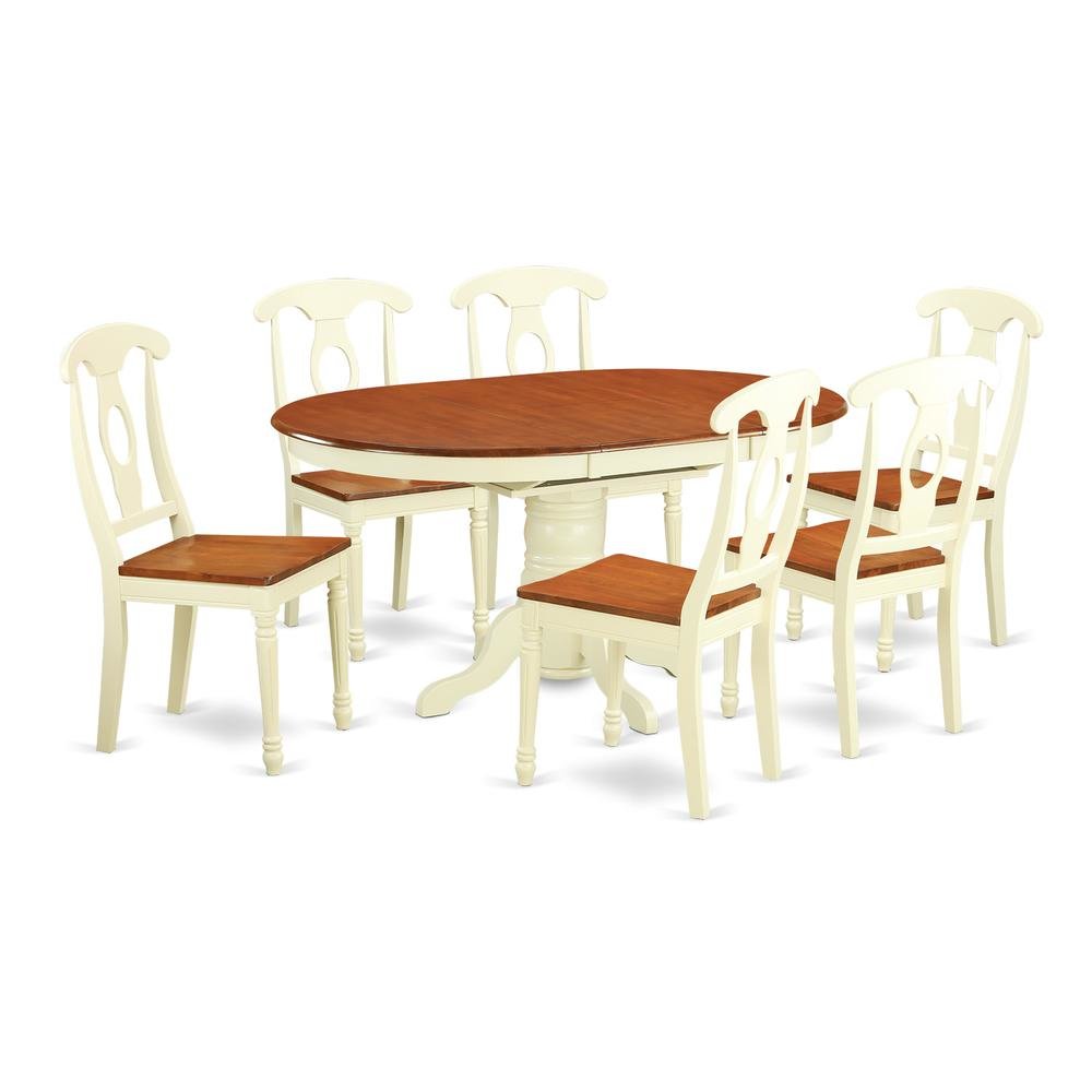 Oval Dining Table Set for 6, Kitchen Table Chairs Set of 7 Pcs in White