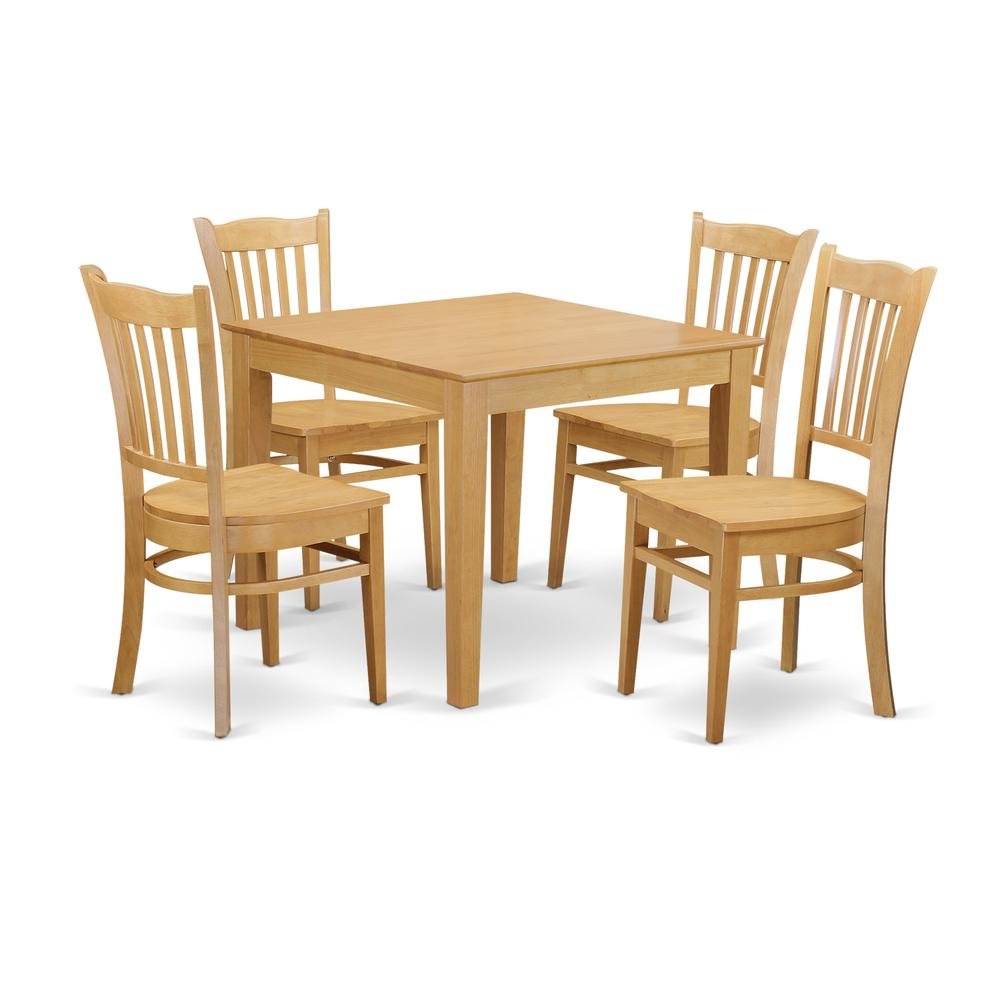 Brown Solid Wood 5 Piece Dining Table Set, Kitchen Table and Chairs
