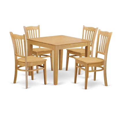 Brown Solid Wood 5 Piece Dining Table Set, Kitchen Table and Chairs