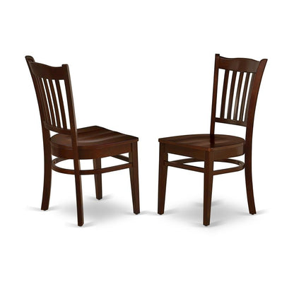 Mahogany Dining Chair, Wooden Seat, Back, Set of 2, Rubber Wood
