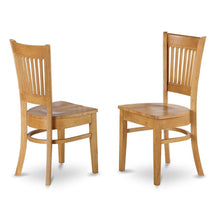 Dining Chairs Set of 2, Oak Finish, Wood Seat, Slatted Back