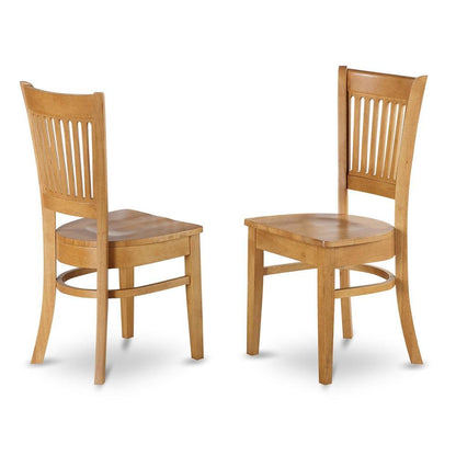 Dining Chairs Set of 2, Oak Finish, Wood Seat, Slatted Back