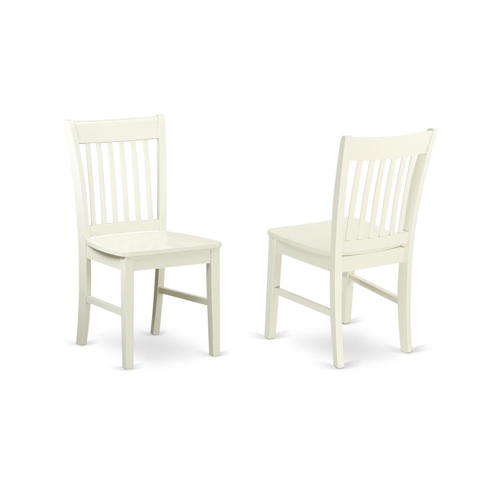 Linen White Dining Chair, Wooden Seat, Slatted Back, Set of 2, Solid Wood