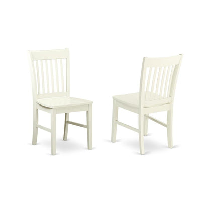 Linen White Dining Chair, Wooden Seat, Slatted Back, Set of 2, Solid Wood