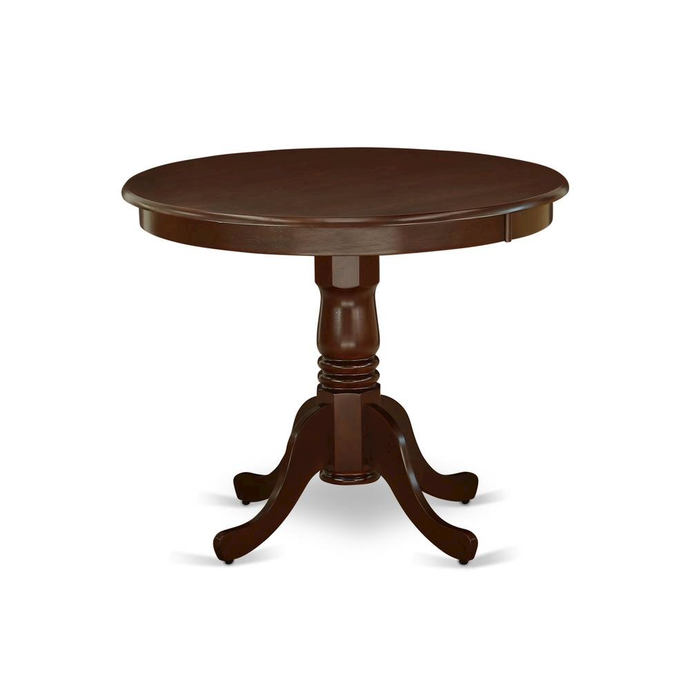 Mahogany Dining Set, Round Pedestal Table, Wooden Seat Chairs, 4-Person
