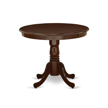 Mahogany Dining Set, Round Pedestal Table, Wooden Seat Chairs, 4-Person
