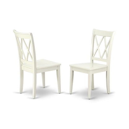Linen White Dining Chair, Wooden Seat, Double X-Back, Set of 2, Solid Wood