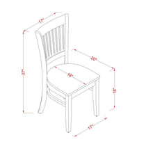 Dining Chairs Set of 2, Oak Finish, Wood Seat, Slatted Back