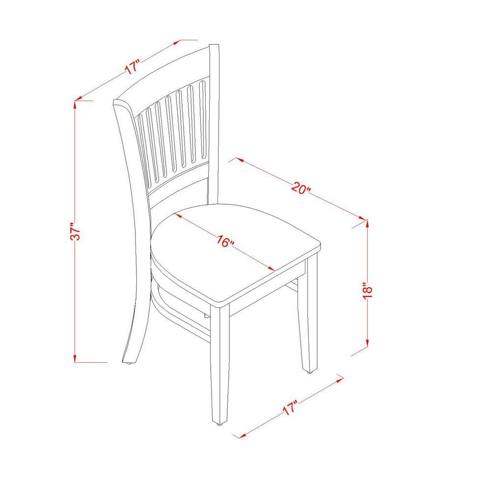 Dining Chairs Set of 2, Oak Finish, Wood Seat, Slatted Back