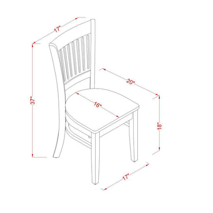 Dining Chairs Set of 2, Oak Finish, Wood Seat, Slatted Back