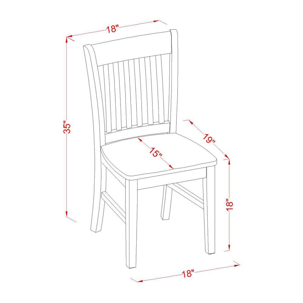 Wood Seat Dining Chair Set of 2, Vertical Slatted Back, Mahogany Finish, Sturdy