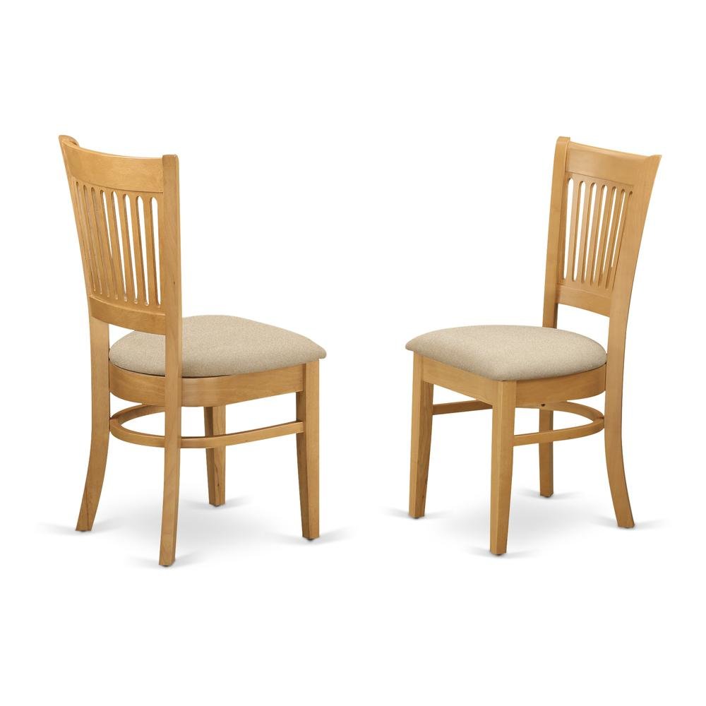 3-Piece Mid-Century Dining Set, Drop Leaf Table, 2 Linen Fabric Chairs, Oak