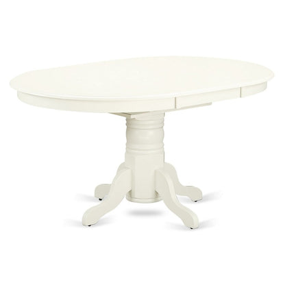 Oval Dining Table, Linen White, Butterfly Leaf, Solid Wood Pedestal