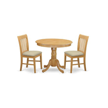 Solid Wood Round Kitchen Table & Chairs 3-Piece, Microfiber Seats