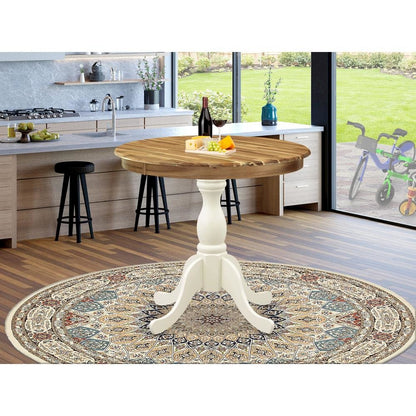 East West Furniture AST-NLW-TP Antique Modern Kitchen Table - a Round Dining Table Top with Pedestal Base, 36x36 Inch, Multi-Color