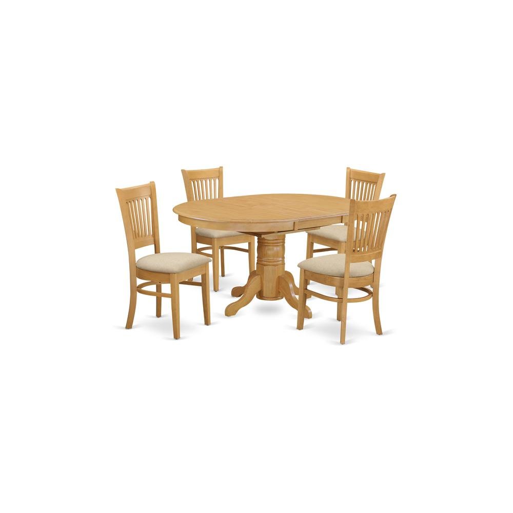 Solid Wood Dining Table & Microfiber Chairs 5-Piece, Butterfly Leaf, Oak
