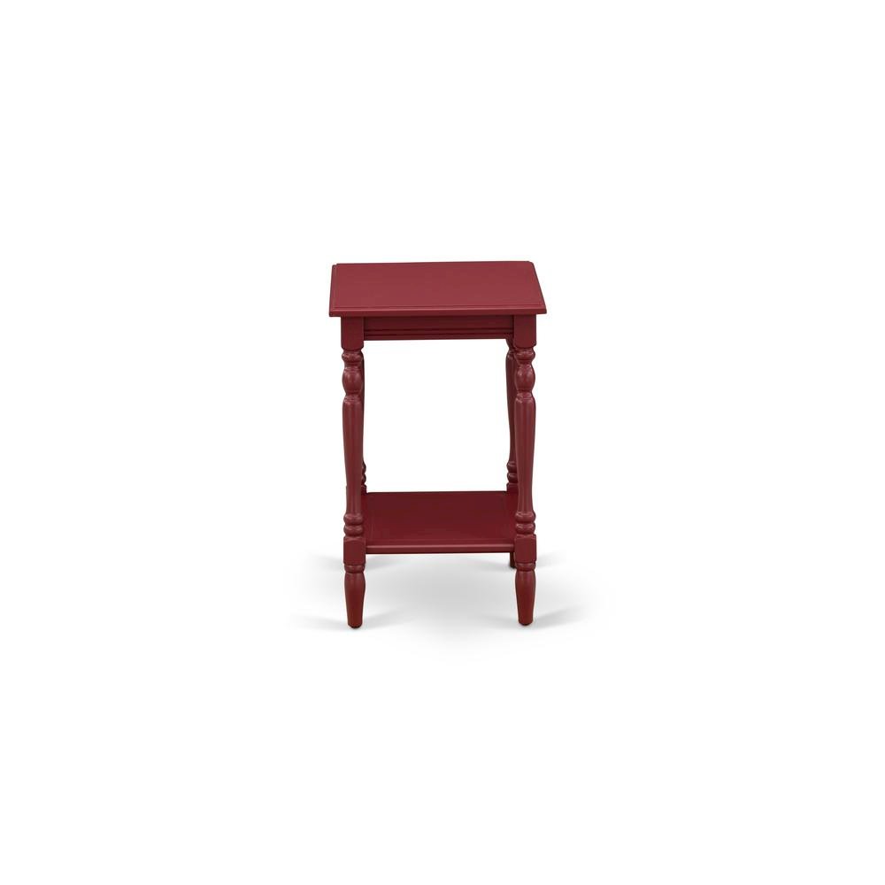 Modern End Table, Burgundy Finish, Open Shelf, Nightstand, Wood