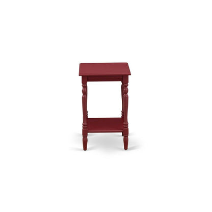 Modern End Table, Burgundy Finish, Open Shelf, Nightstand, Wood