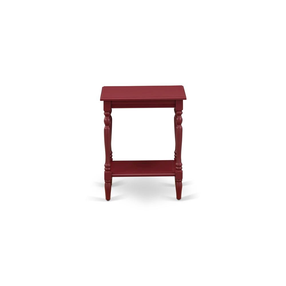 Modern End Table, Burgundy Finish, Open Shelf, Nightstand, Wood