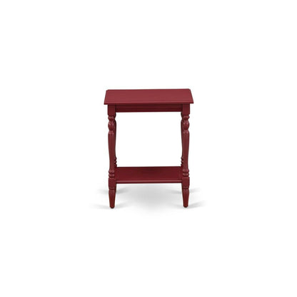 Modern End Table, Burgundy Finish, Open Shelf, Nightstand, Wood