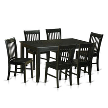Solid Wood Black Kitchen Table and Chairs, 7 Piece Dining Set for 6