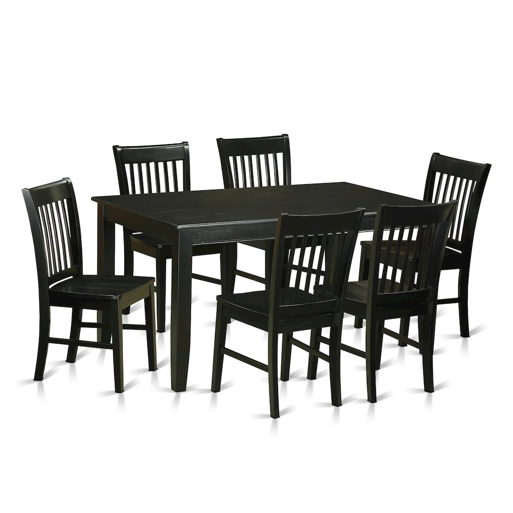 Solid Wood Black Kitchen Table and Chairs, 7 Piece Dining Set for 6