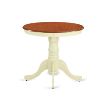 Small Dining Table, Round, Buttermilk & Cherry, Pedestal Base, Rubber Wood