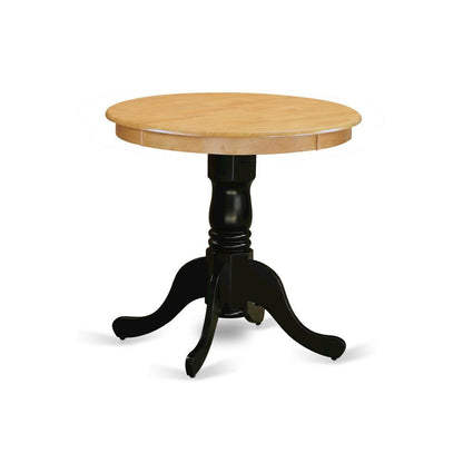 Pedestal Dining Table, Round, Oak and Black Finish, Solid Wood