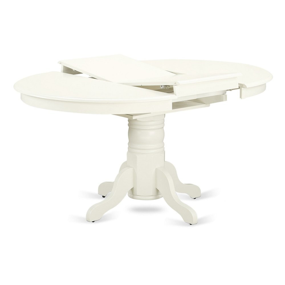 Oval Dining Table, Linen White, Butterfly Leaf, Solid Wood Pedestal