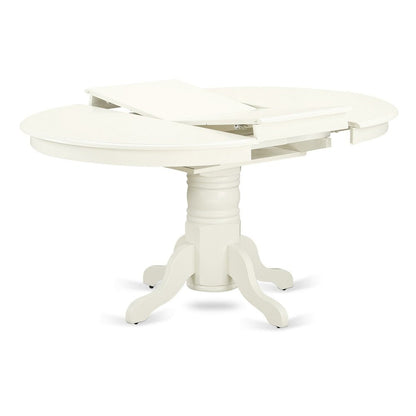 Oval Dining Table, Linen White, Butterfly Leaf, Solid Wood Pedestal