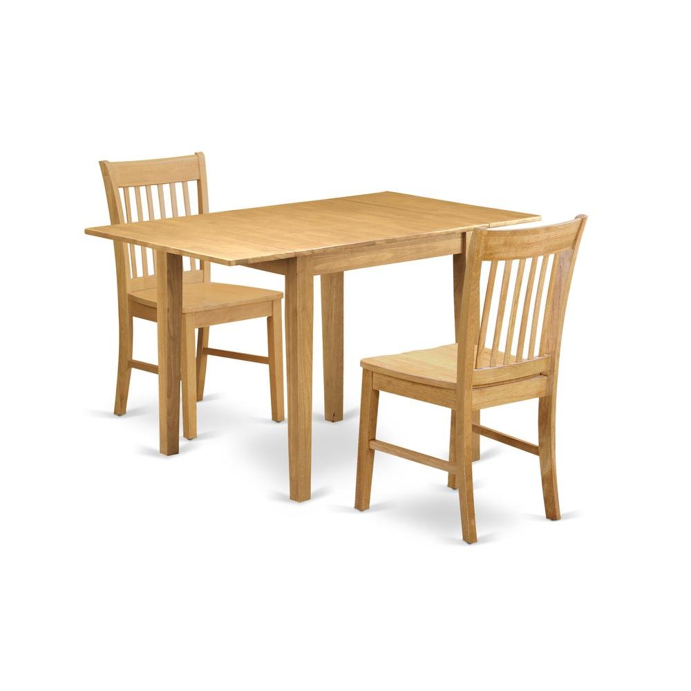 Wood Drop-Leaf Dining Table & Chairs 3-Piece Dining Set, Oak