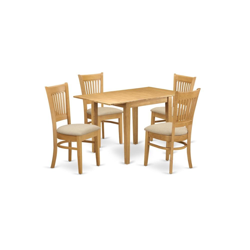 5 Piece Solid Wood Kitchen Table Set with Dining Chairs for Four