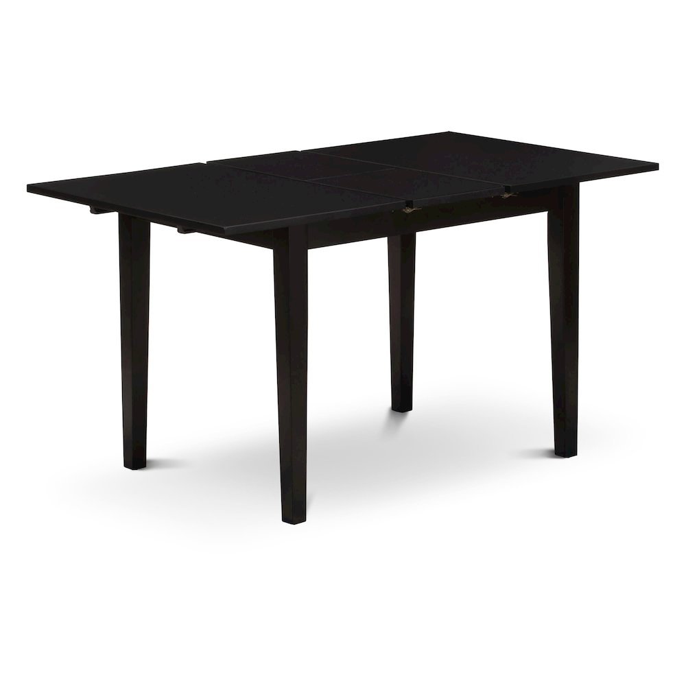 Rectangular Wood Dining Table, Black Finish, Butterfly Leaf, Solid Wood