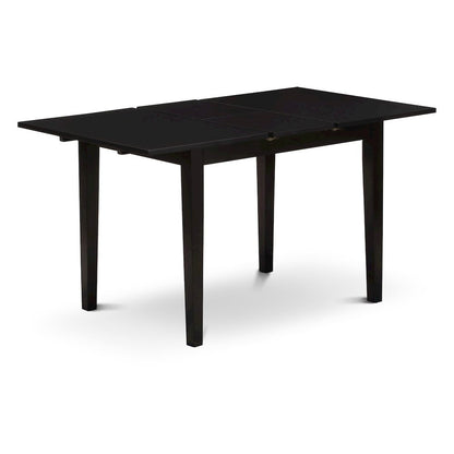 Rectangular Wood Dining Table, Black Finish, Butterfly Leaf, Solid Wood