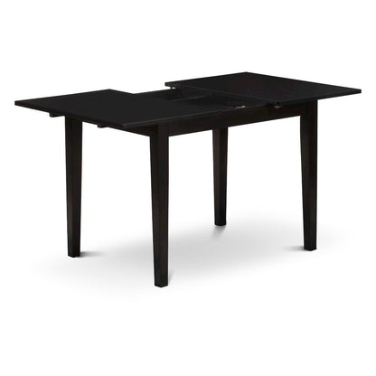 Rectangular Wood Dining Table, Black Finish, Butterfly Leaf, Solid Wood