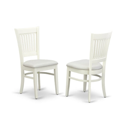 Linen White Dining Chair, Fabric Seat, Slatted Back, Set of 2, Rubberwood