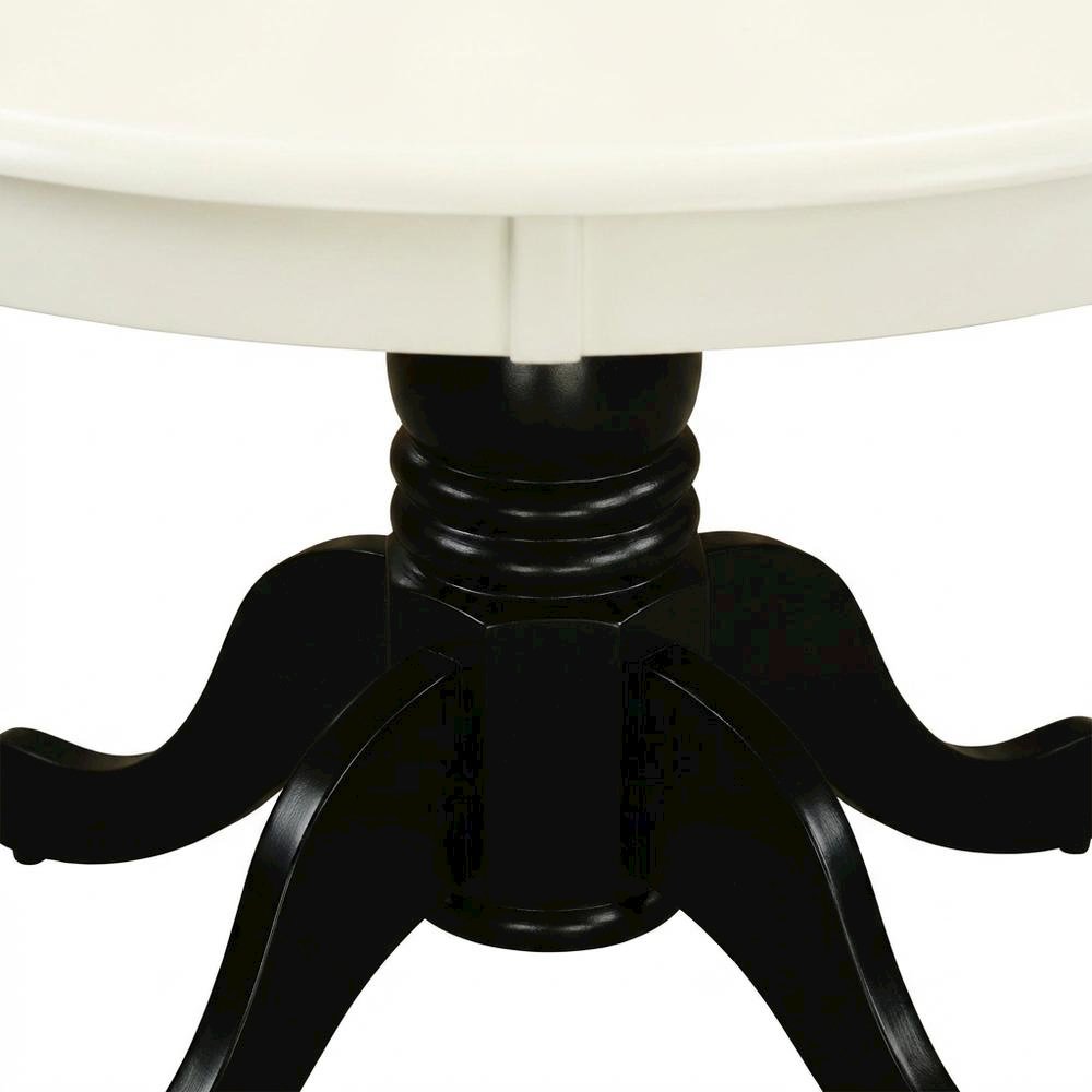 Linen White Round Pedestal Dining Table, Traditional, Seats 4