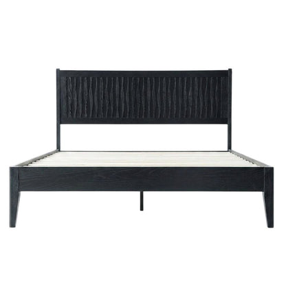 Solid Wood Platform Bed, Headboard & Footboard, No Box Spring, Ebony Oak, King